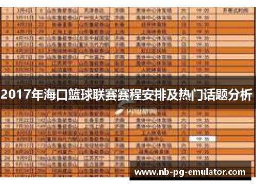 2017年海口篮球联赛赛程安排及热门话题分析 2017年海口篮球联赛赛程安排及热门话题分析