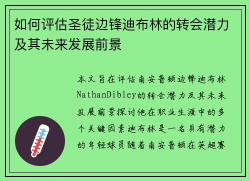 如何评估圣徒边锋迪布林的转会潜力及其未来发展前景